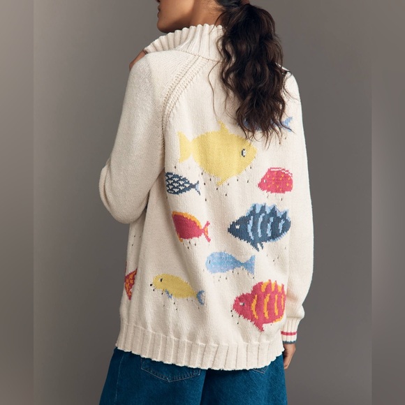 NWT Anthropologie Pilcro Fish Icon Zip-Up Sweater - Picture 2 of 11